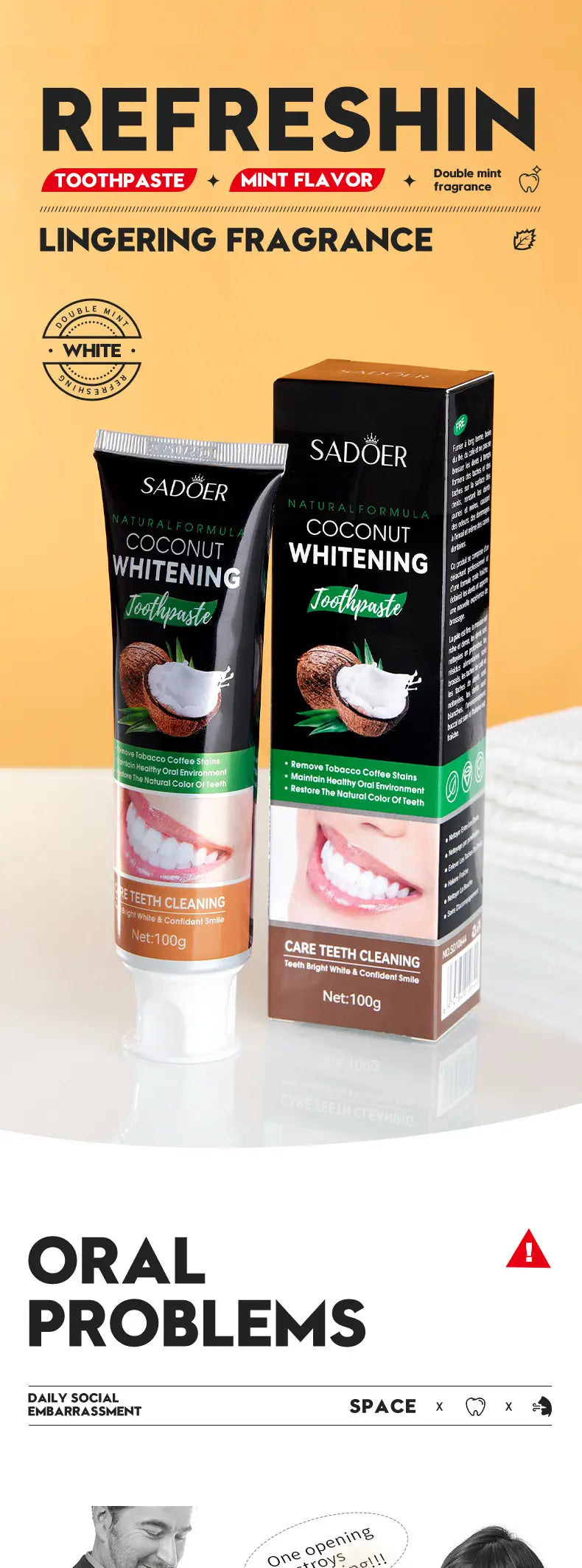 SADOER Vitamin C Whitening Toothpaste for Stain Removal